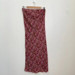Earthbound Pink Paisley Boho Strapless Tie Back Midi Dress XXL